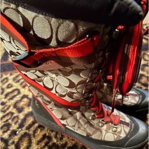 Orange and Brown Coach Boots size 10